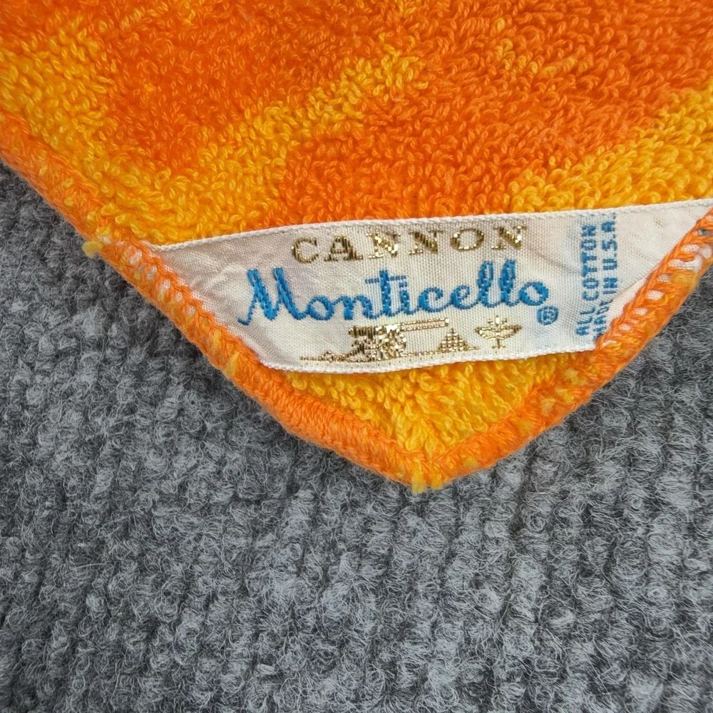 Vintage Cannon Monticello Towel Set Orange Floral 20x30 Cotton USA Washcloth